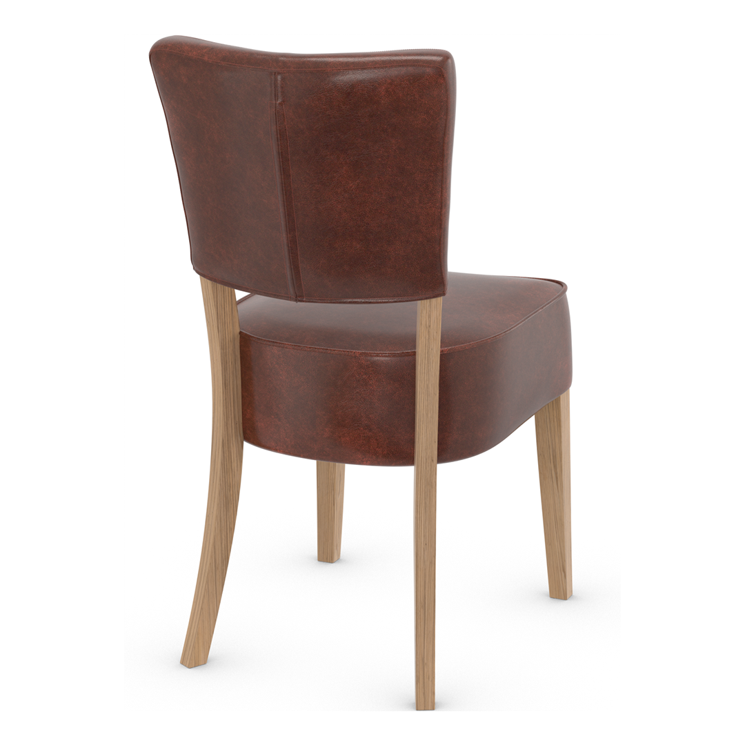 Bonded Leather Dining Chair With Rustic Oak Wooden Legs - Greystone
