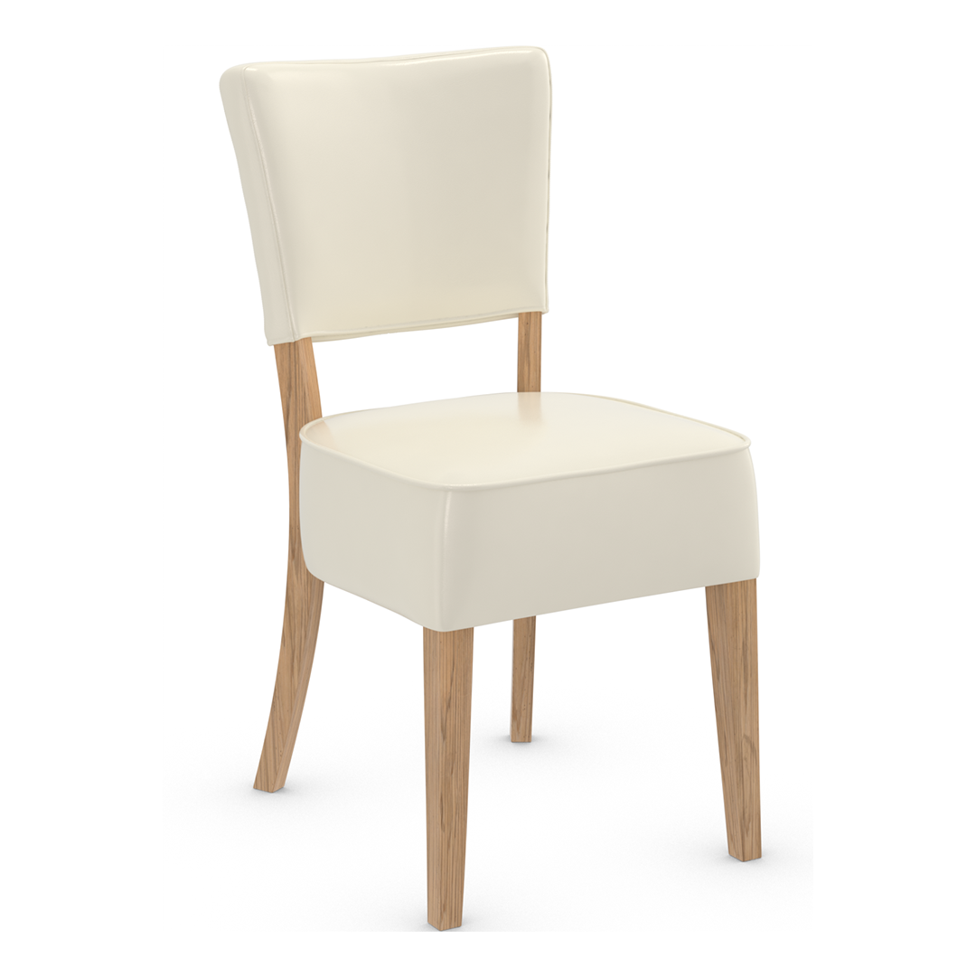 Bonded Leather Dining Chair With Rustic Oak Wooden Legs - Greystone