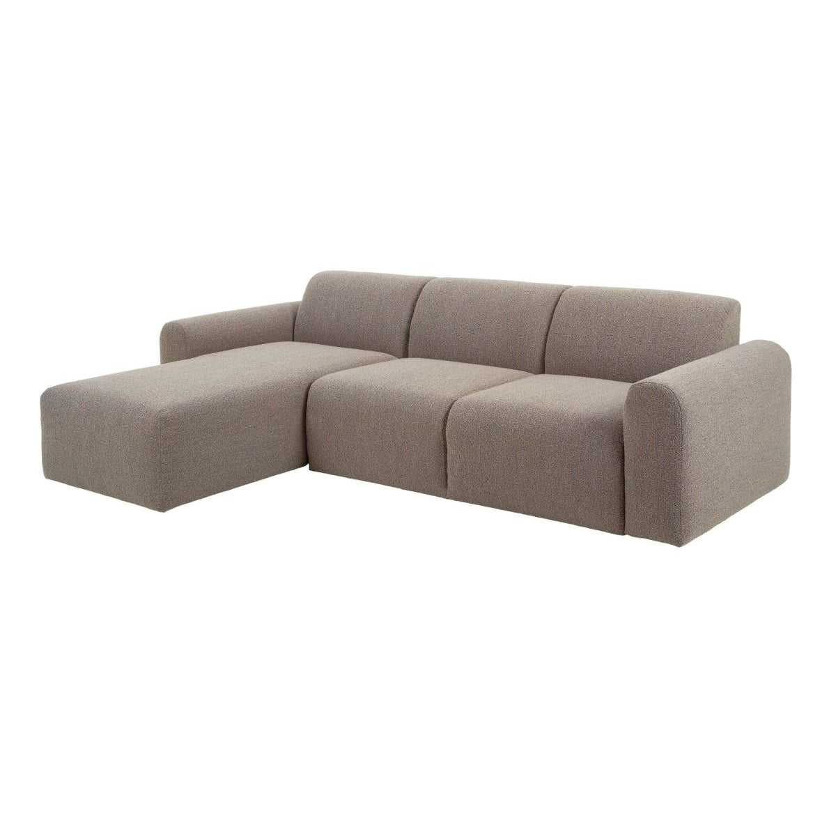 Boucle Fabric 2 Seater Chaise Longue Sofa Facing Left Handed - Midfield