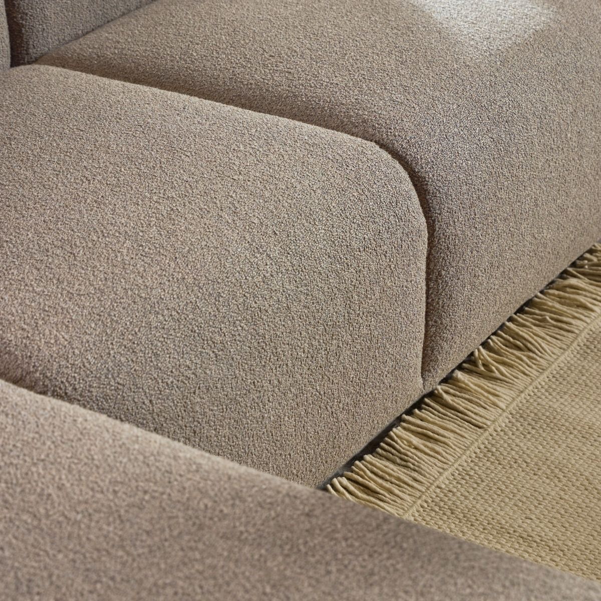 Boucle Fabric 2 Seater Chaise Longue Sofa Facing Left Handed - Midfield