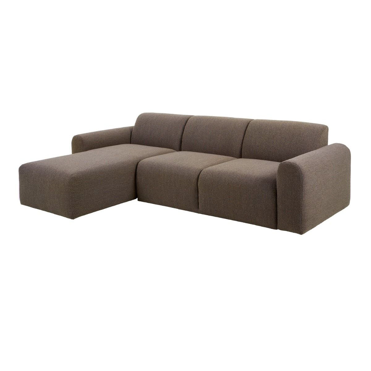 Boucle Fabric 2 Seater Chaise Longue Sofa Facing Left Handed - Midfield
