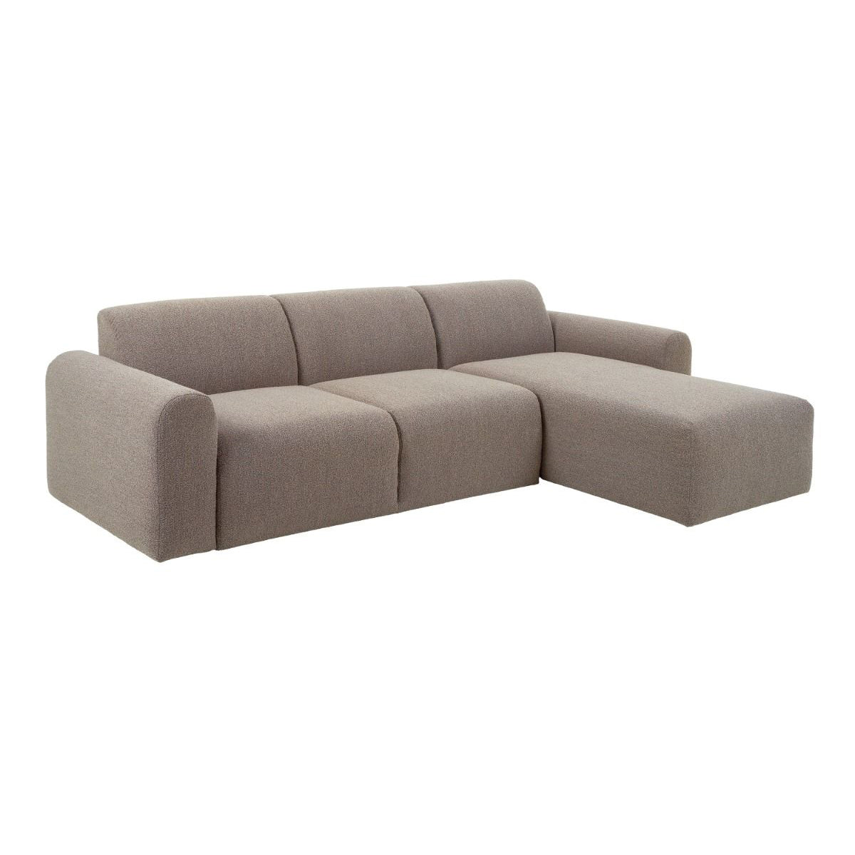 Boucle Fabric 2 Seater Chaise Longue Sofa Facing Right Handed - Midfield