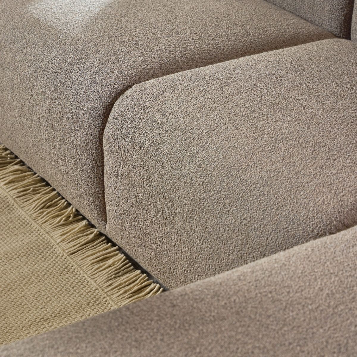 Boucle Fabric 2 Seater Chaise Longue Sofa Facing Right Handed - Midfield