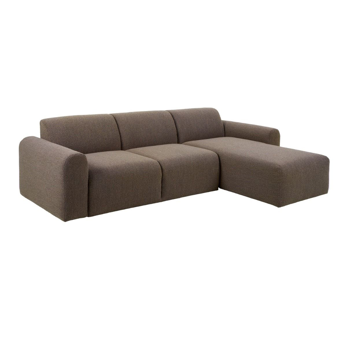 Boucle Fabric 2 Seater Chaise Longue Sofa Facing Right Handed - Midfield