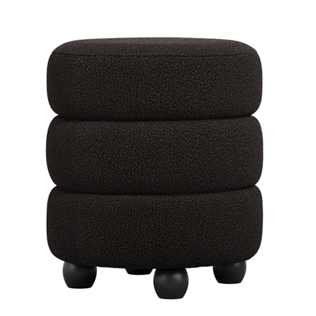 Boucle Fabric Pouffe Round - Emi