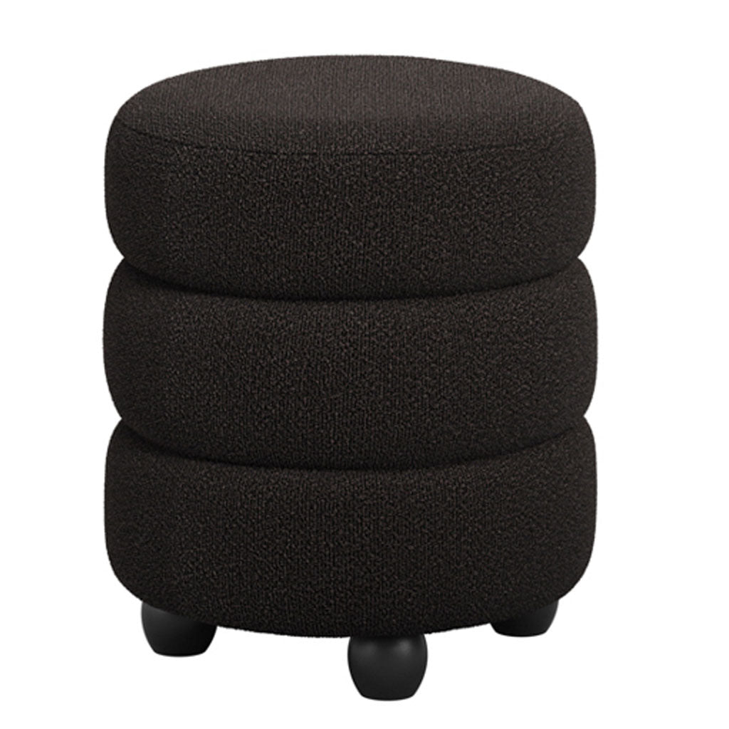 Boucle Fabric Pouffe Round - Emi