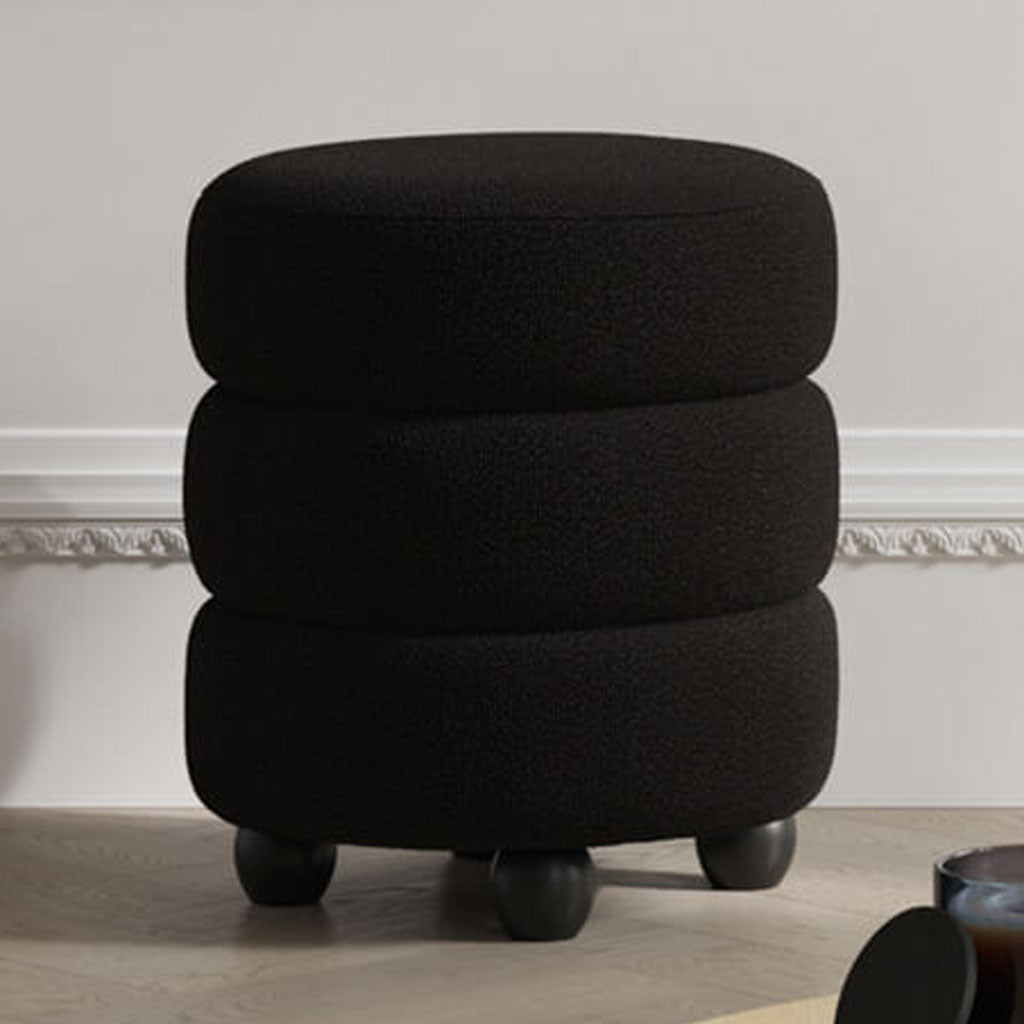 Boucle Fabric Pouffe Round - Emi