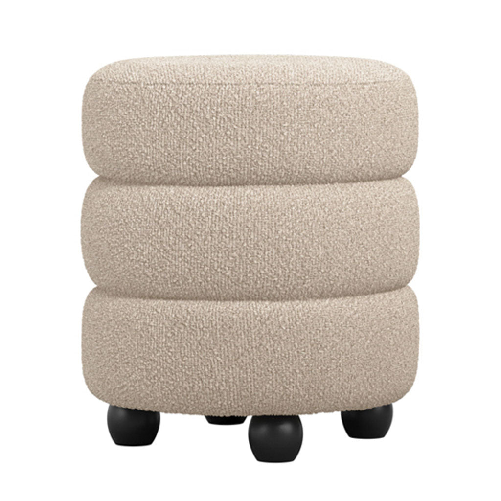 Boucle Fabric Pouffe Round - Emi