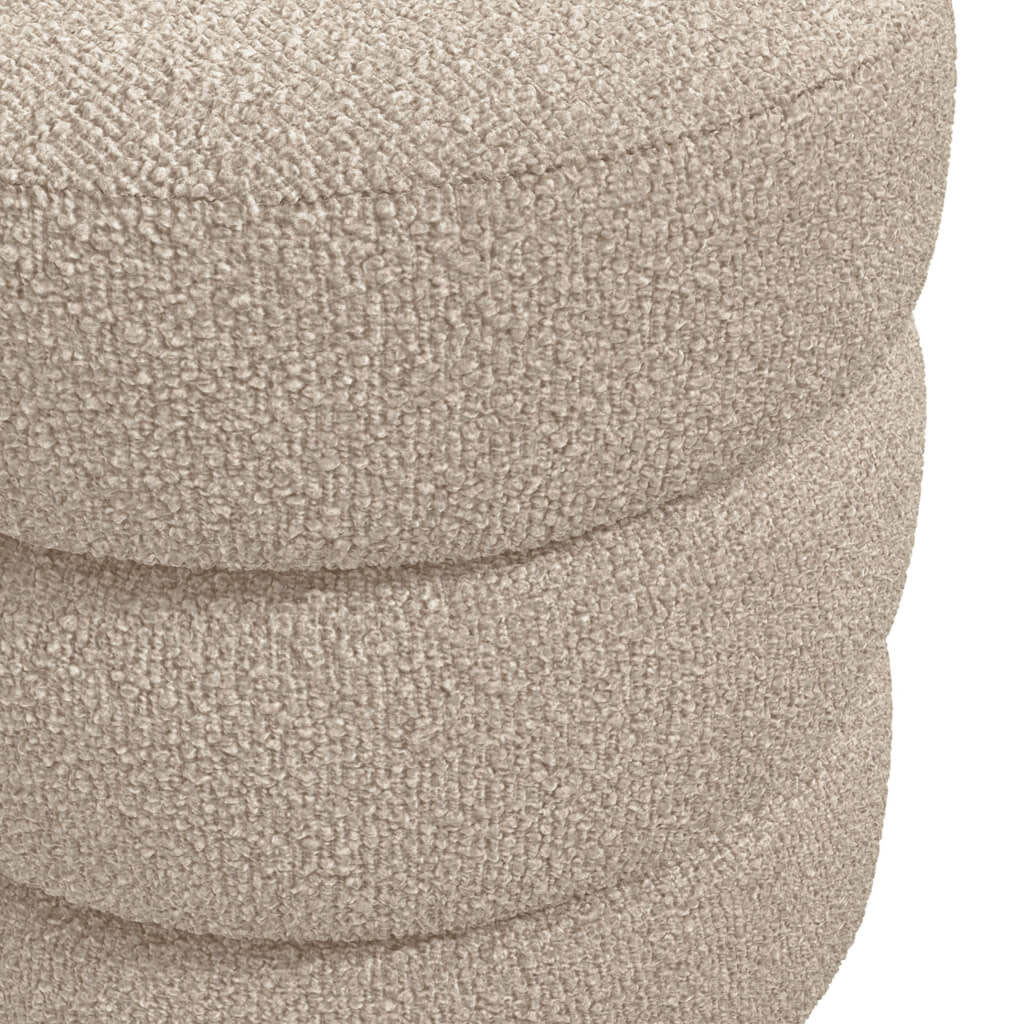 Boucle Fabric Pouffe Round - Emi