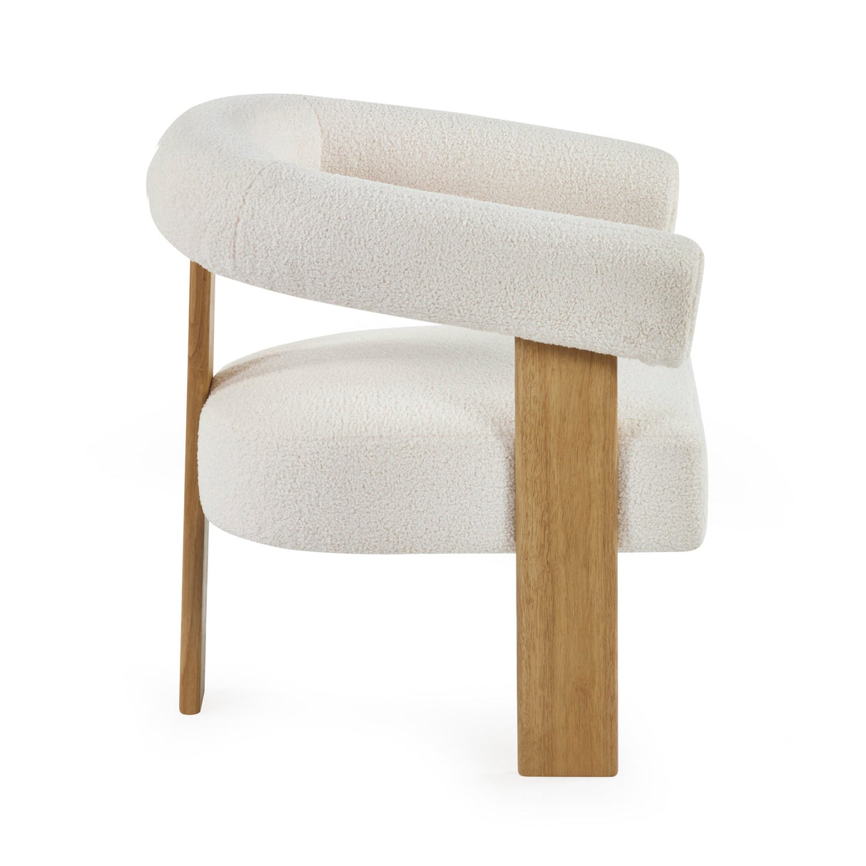 Boucle Fabric Accent Armchair With Wooden Legs - Freya