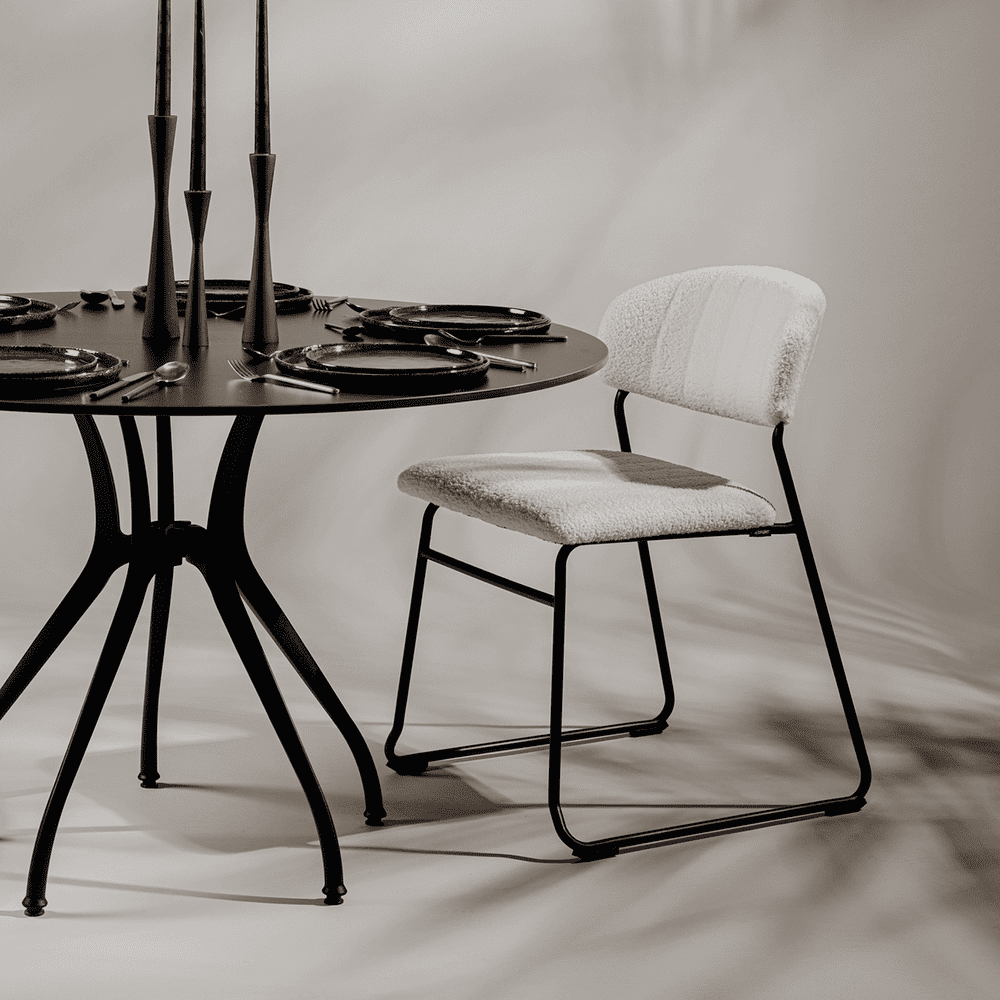 Boucle Fabric Accent Chair Stackable - Teddy