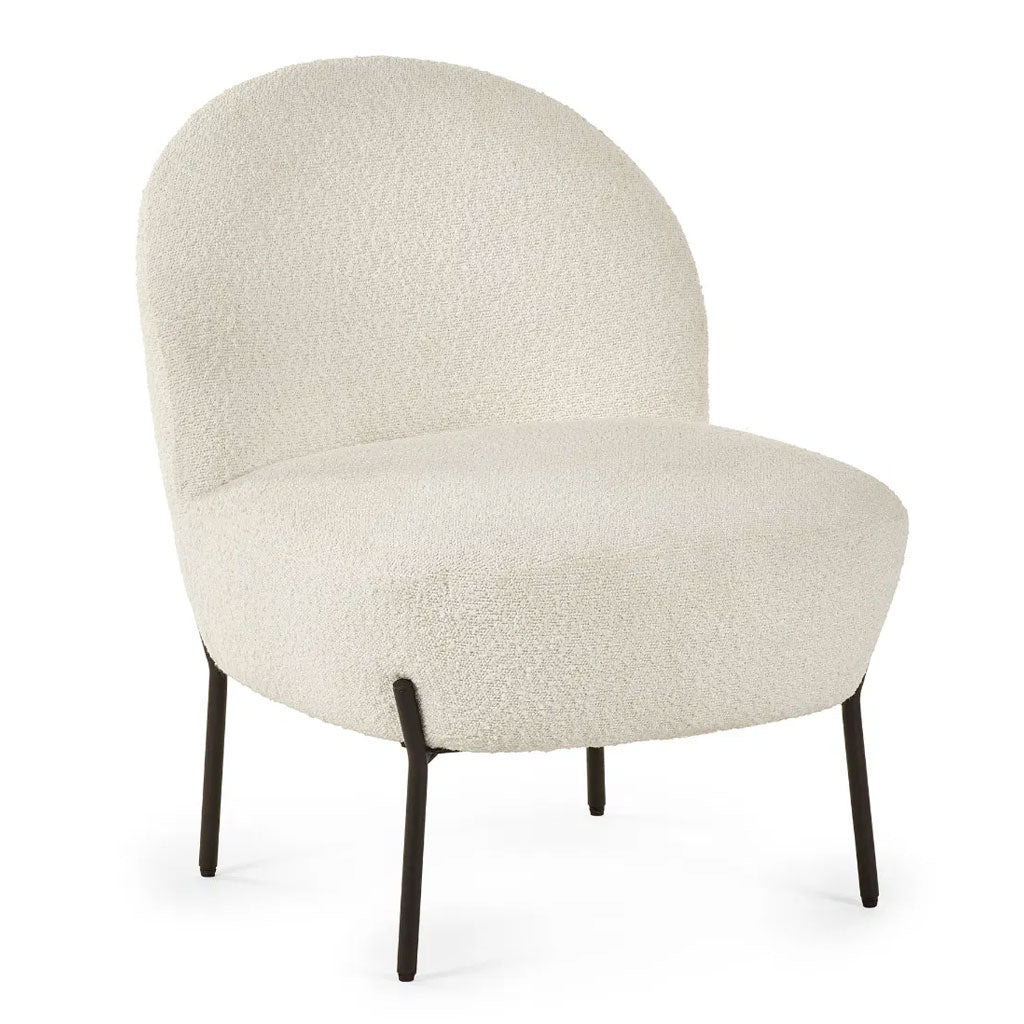 Boucle Fabric Accent Chair With Black Legs - Lulu