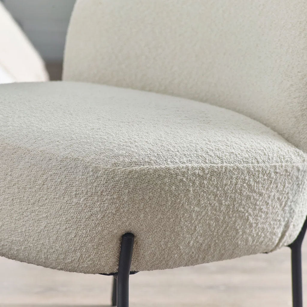 Boucle Fabric Accent Chair With Black Legs - Lulu
