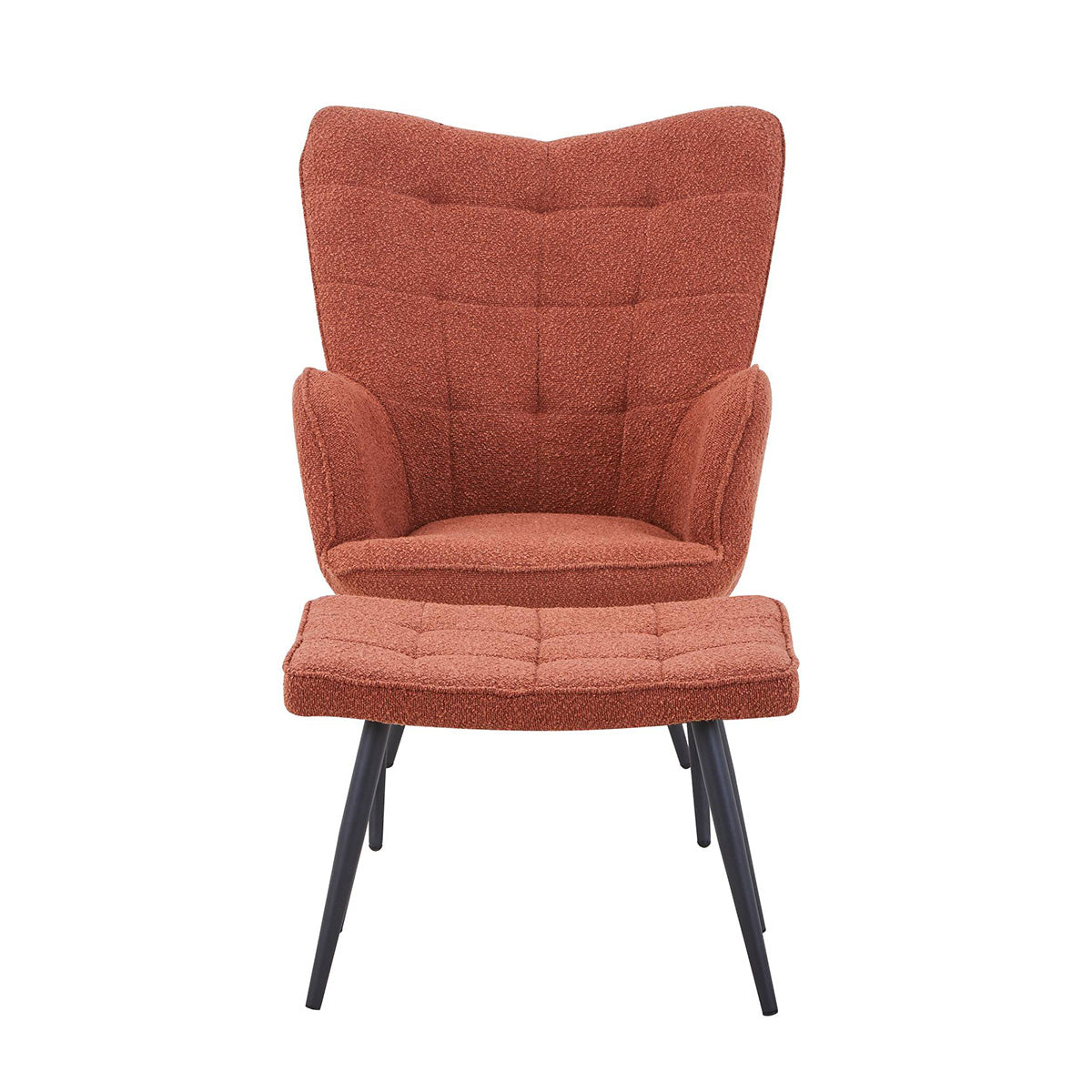 Boucle Fabric Armchair With Footstool - Paris