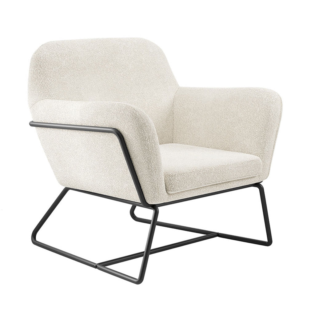 Boucle Fabric Armchair With Black Frame - Charles