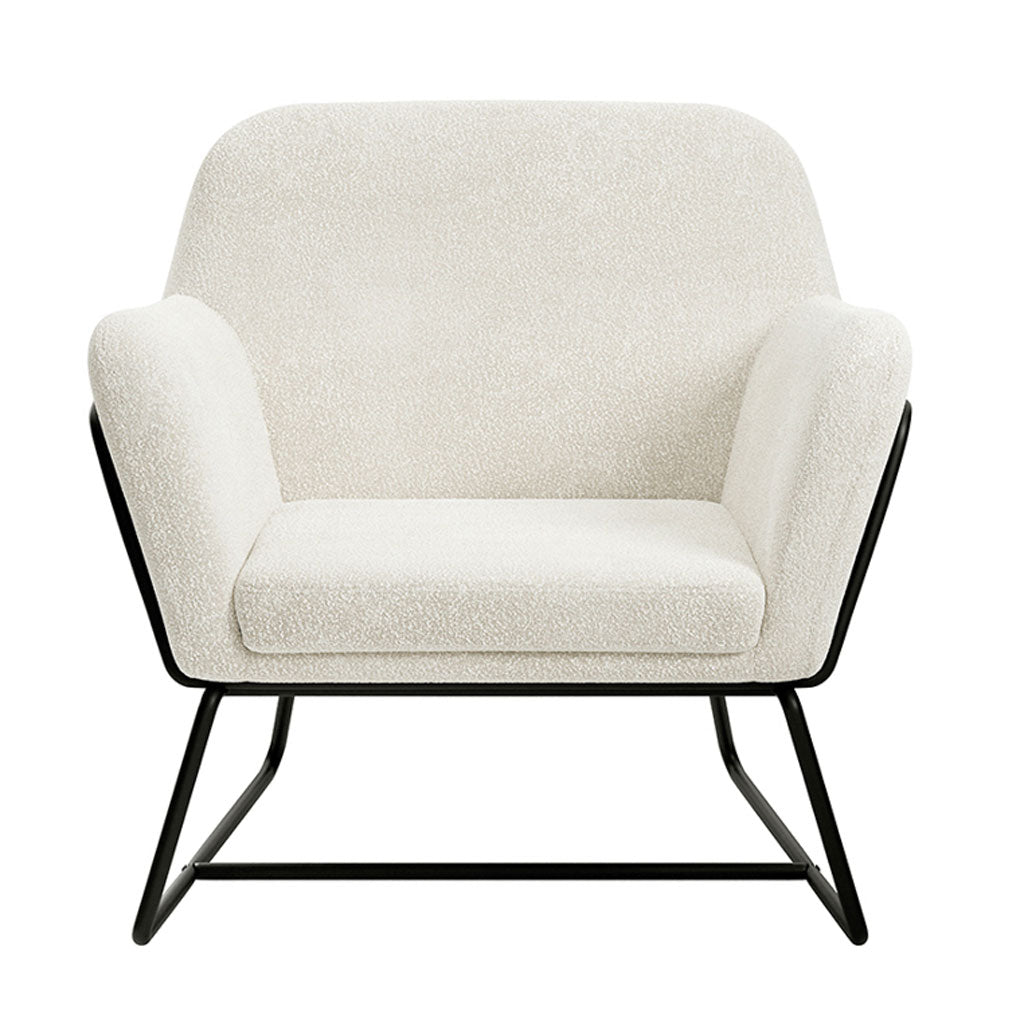 Boucle Fabric Armchair With Black Frame - Charles