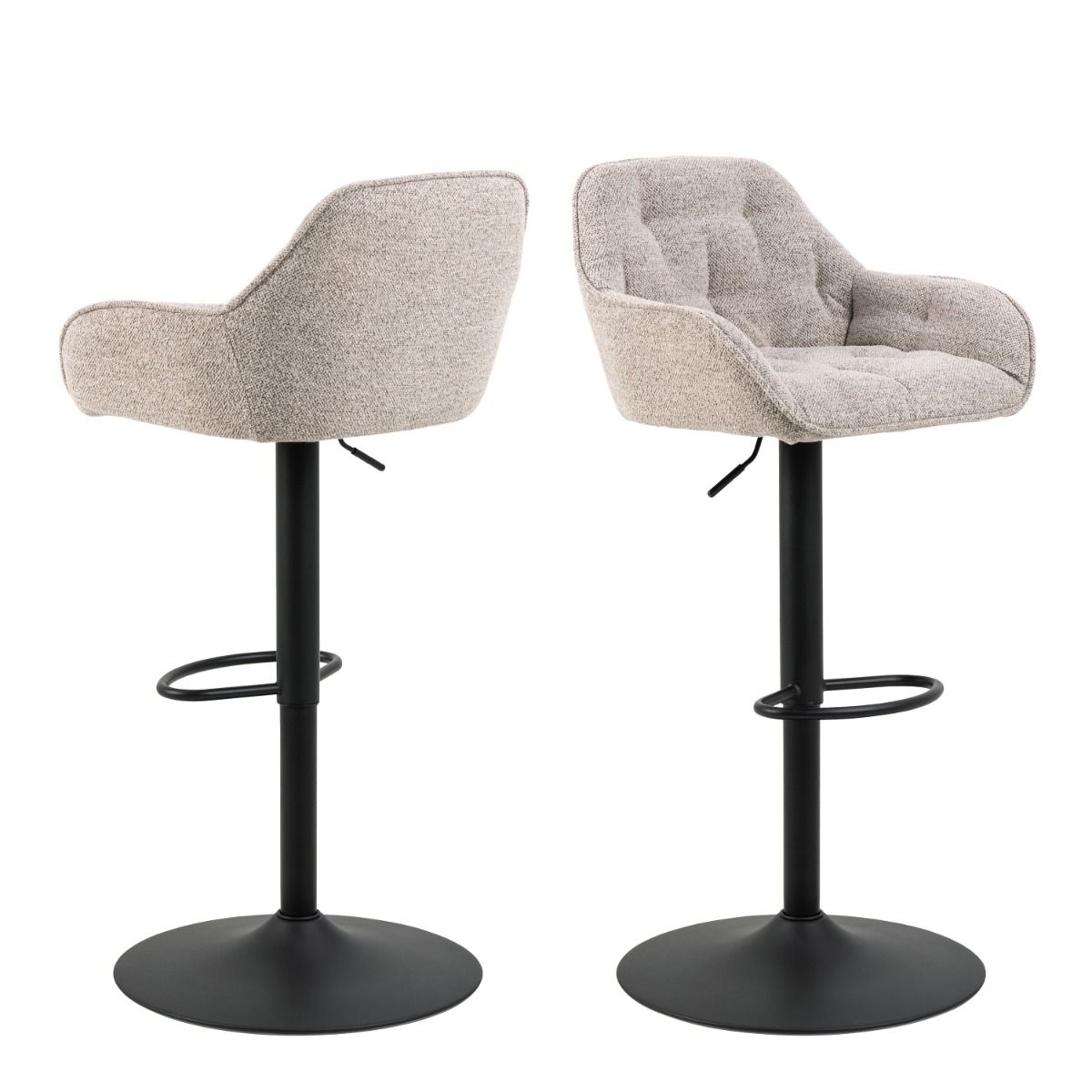 Boucle Fabric Bar Stools in Set Of 2 With Gas-Lift And Swivel Function - Brooke