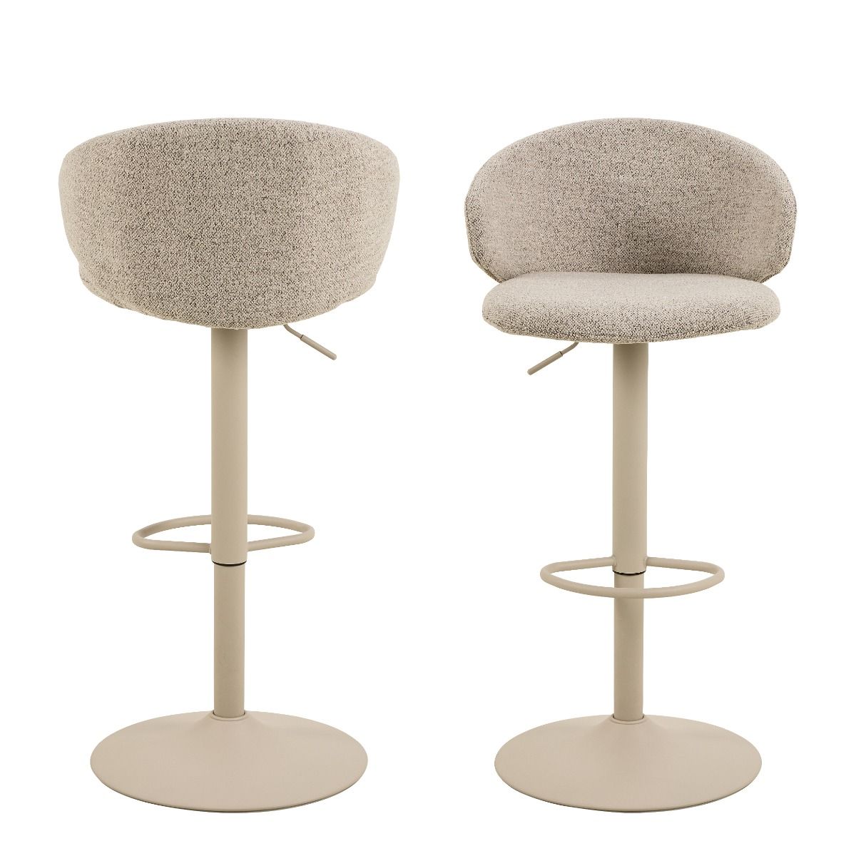 Boucle Fabric Bar Stools in Set of 2 With Swivel Function - Ella