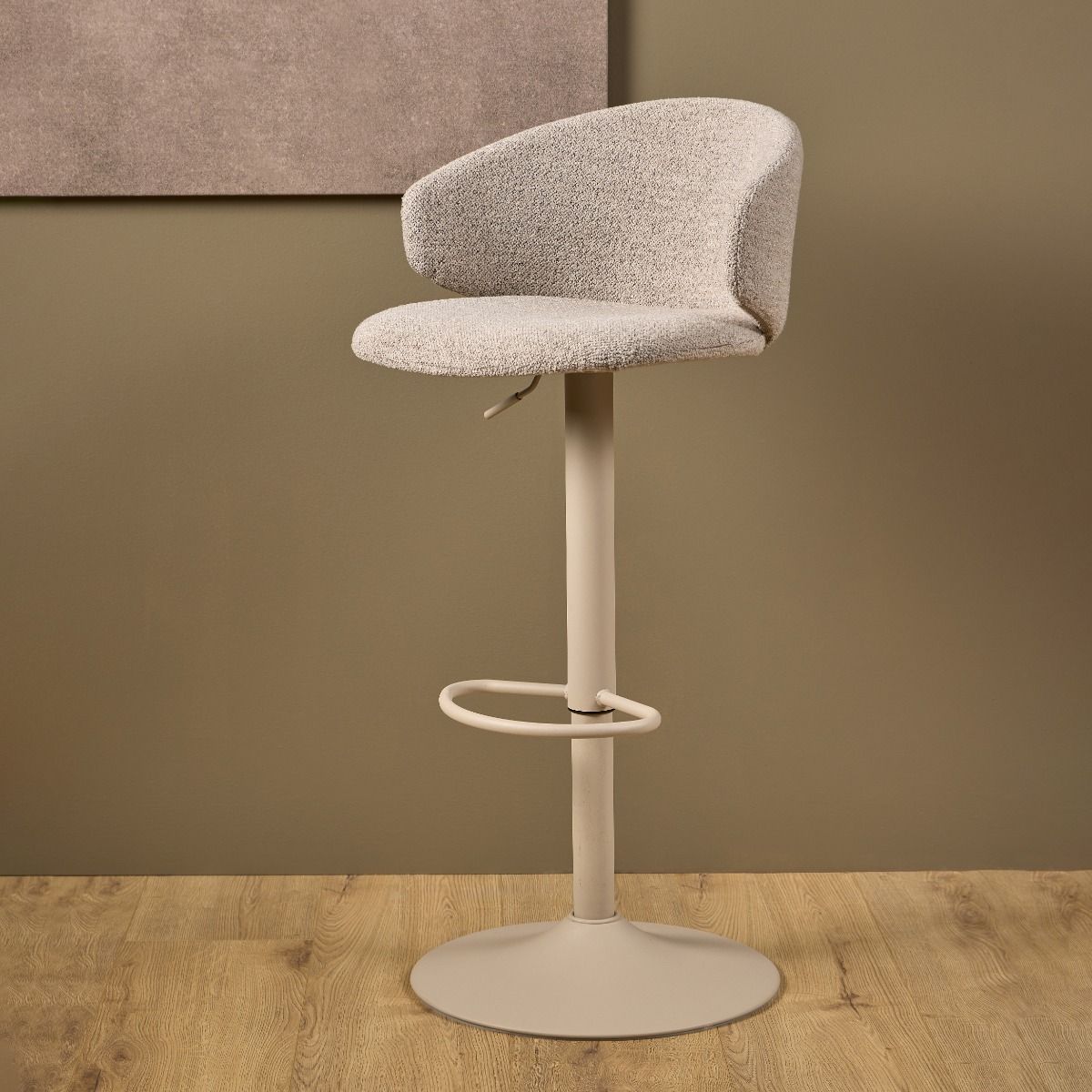 Boucle Fabric Bar Stools in Set of 2 With Swivel Function - Ella