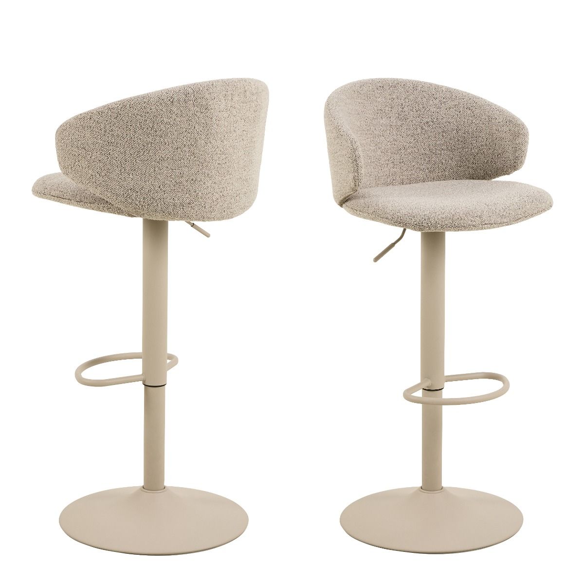 Boucle Fabric Bar Stools in Set of 2 With Swivel Function - Ella