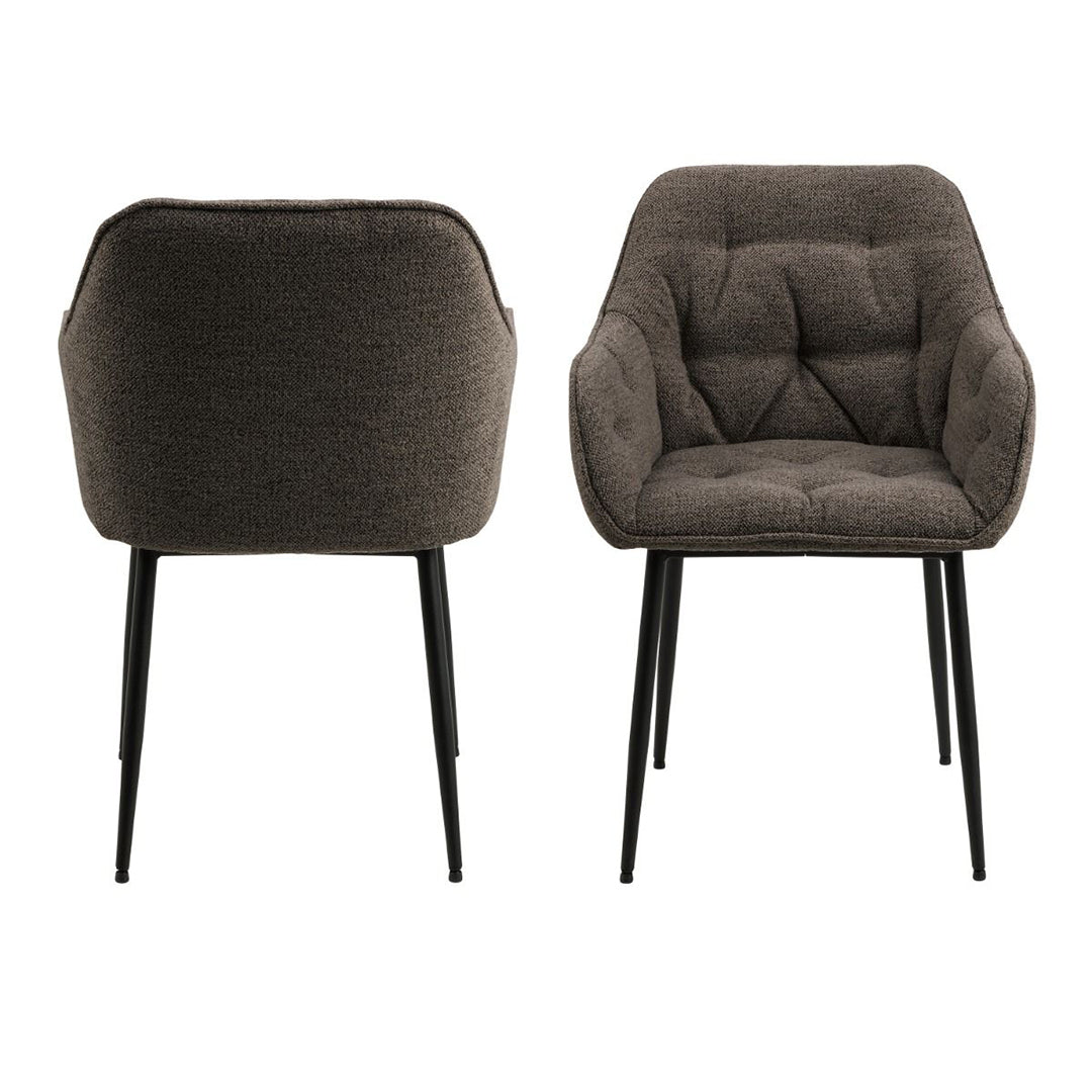 Boucle Fabric Dining Chairs in Set Of 2 With Armrest - Brooke