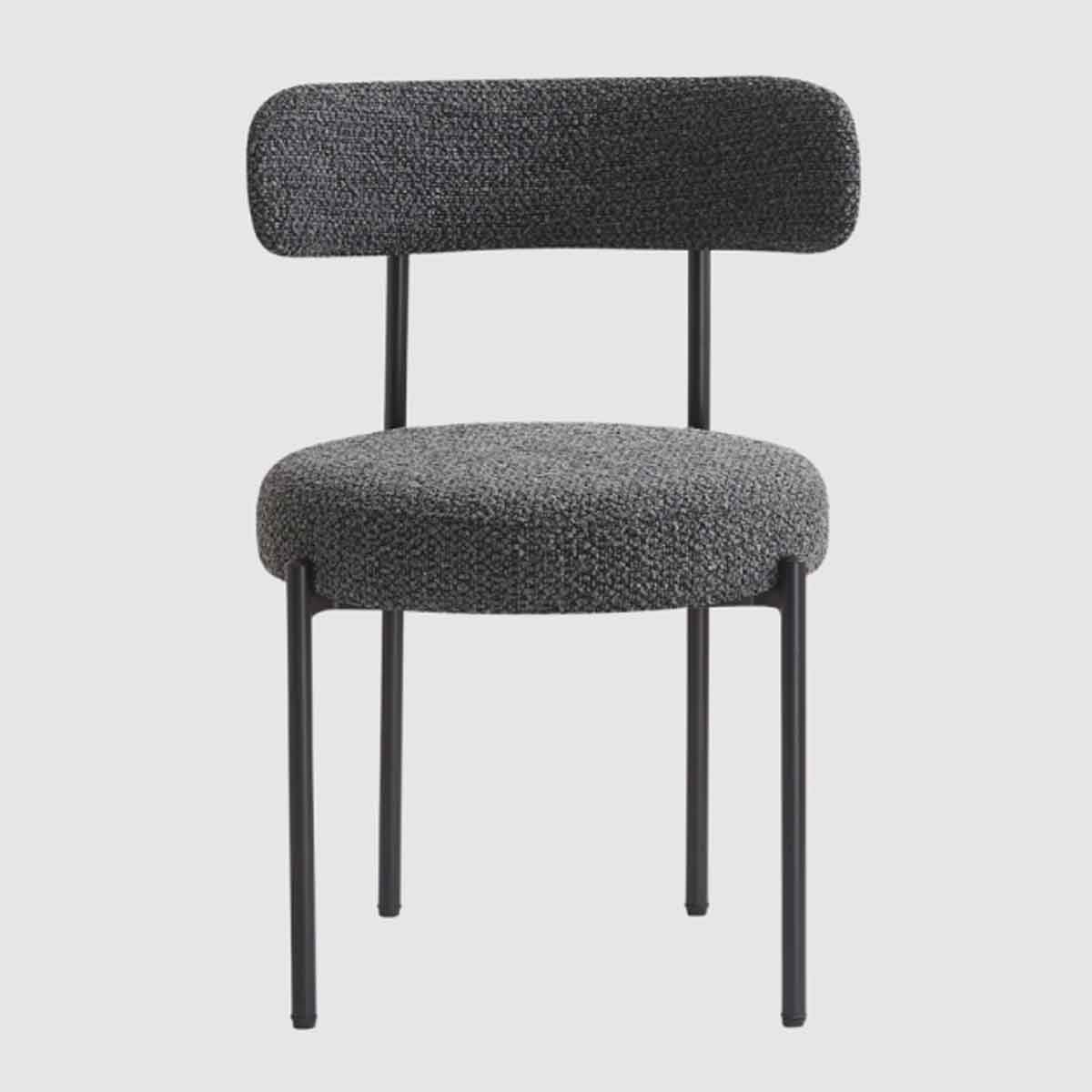 Boucle Fabric Dining Chairs 50cm Wide in Set Of 2 - Flora