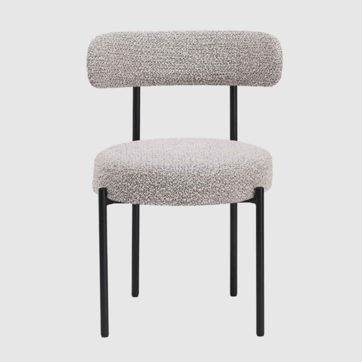 Boucle Fabric Dining Chairs 50cm Wide in Set Of 2 - Flora