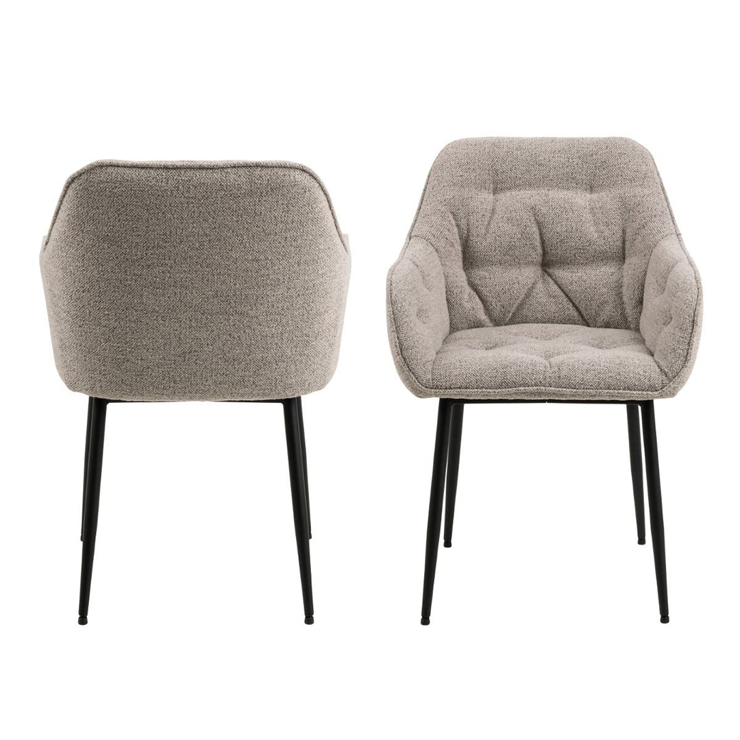Boucle Fabric Dining Chairs in Set Of 2 With Armrest - Brooke