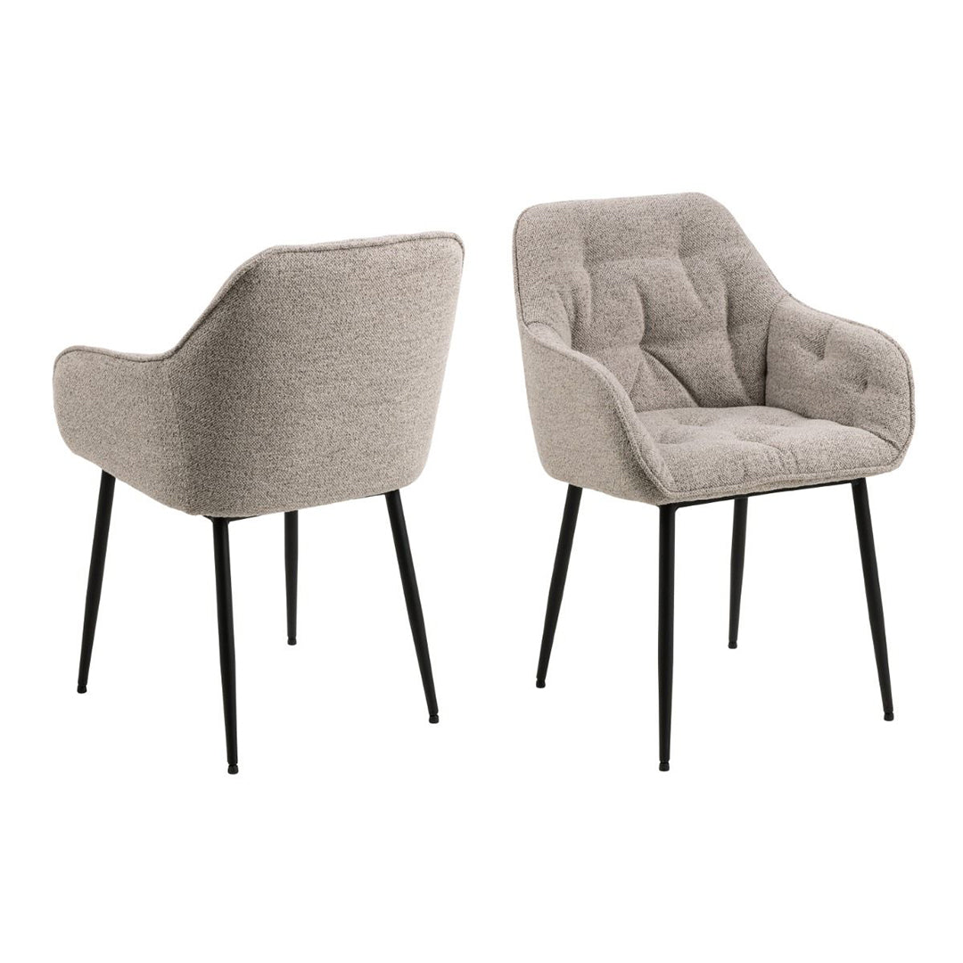 Boucle Fabric Dining Chairs in Set Of 2 With Armrest - Brooke