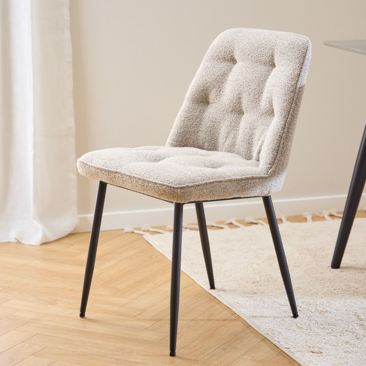 Boucle Fabric Dining Chairs in Set Of 2 - Brooke