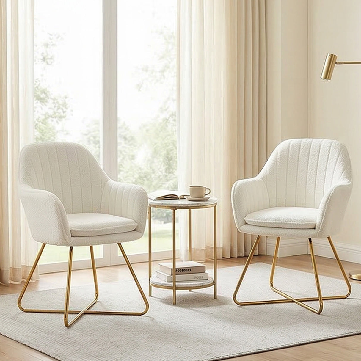 Boucle Fabric Dining Chairs in Set Of 2 - Velmora