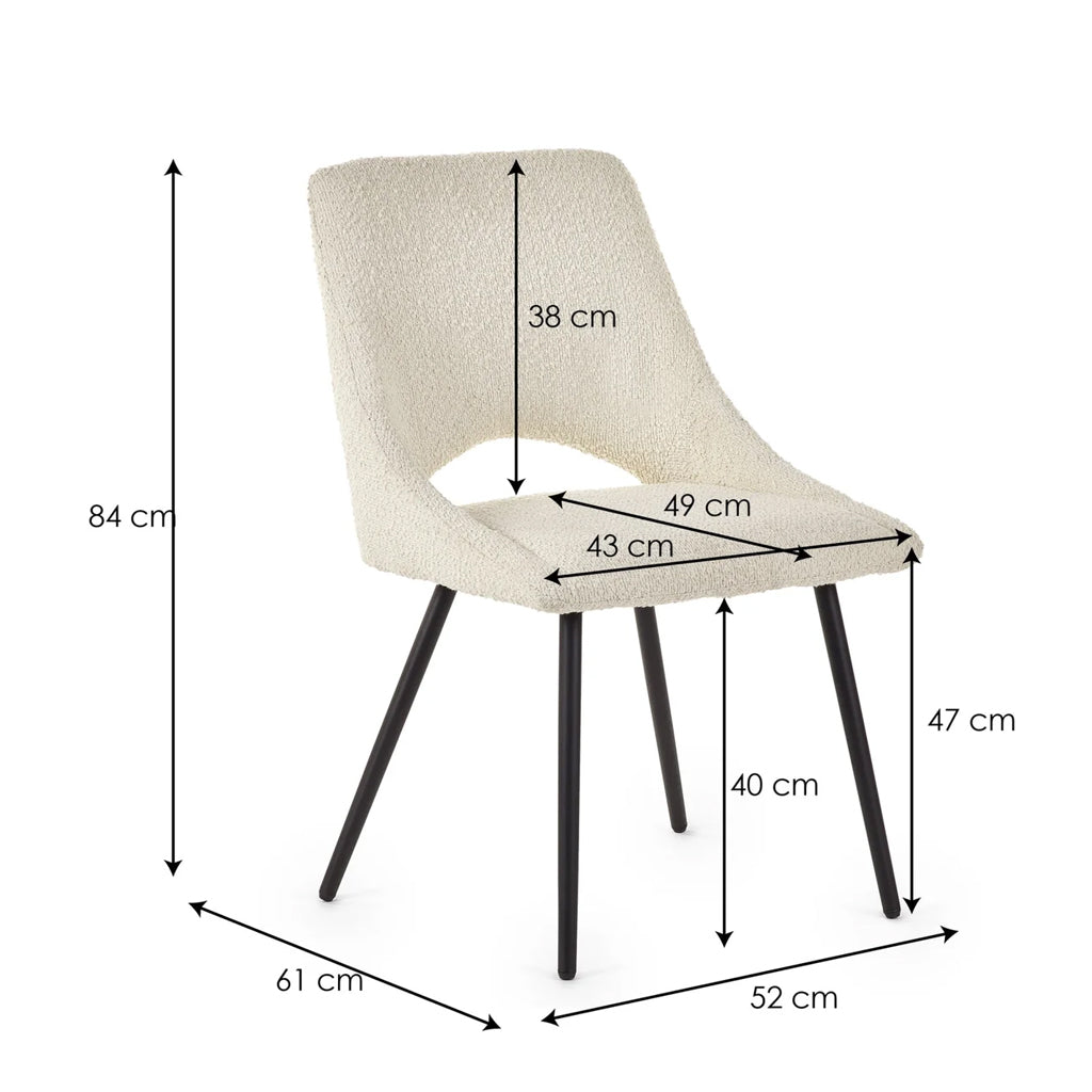 Boucle Fabric Dining Chairs in Set Of 2 - Iris