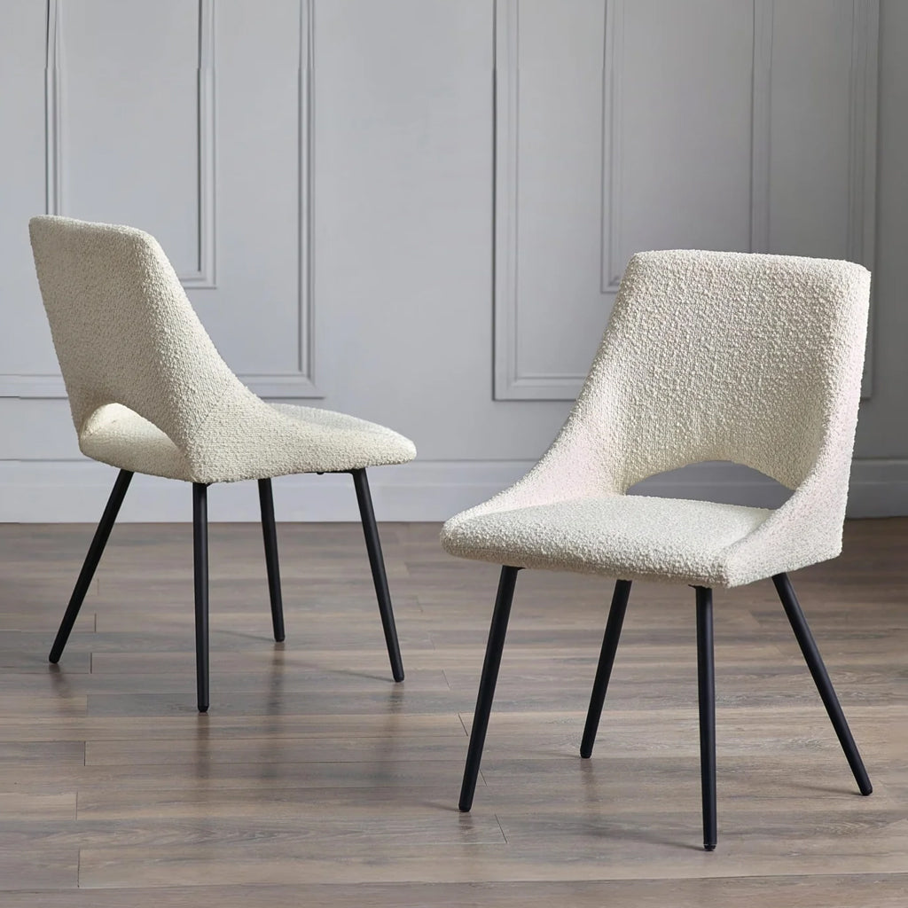 Boucle Fabric Dining Chairs in Set Of 2 - Iris
