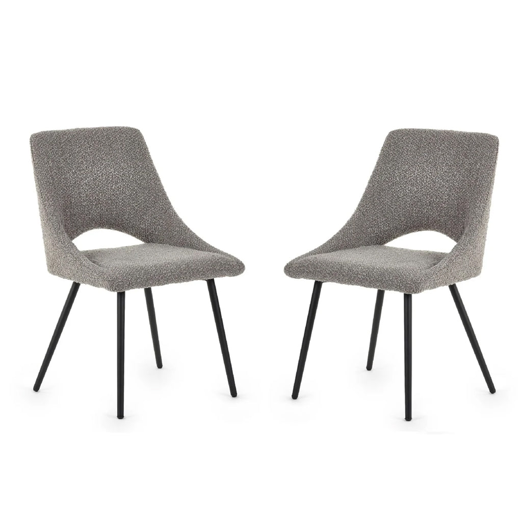 Boucle Fabric Dining Chairs in Set Of 2 - Iris