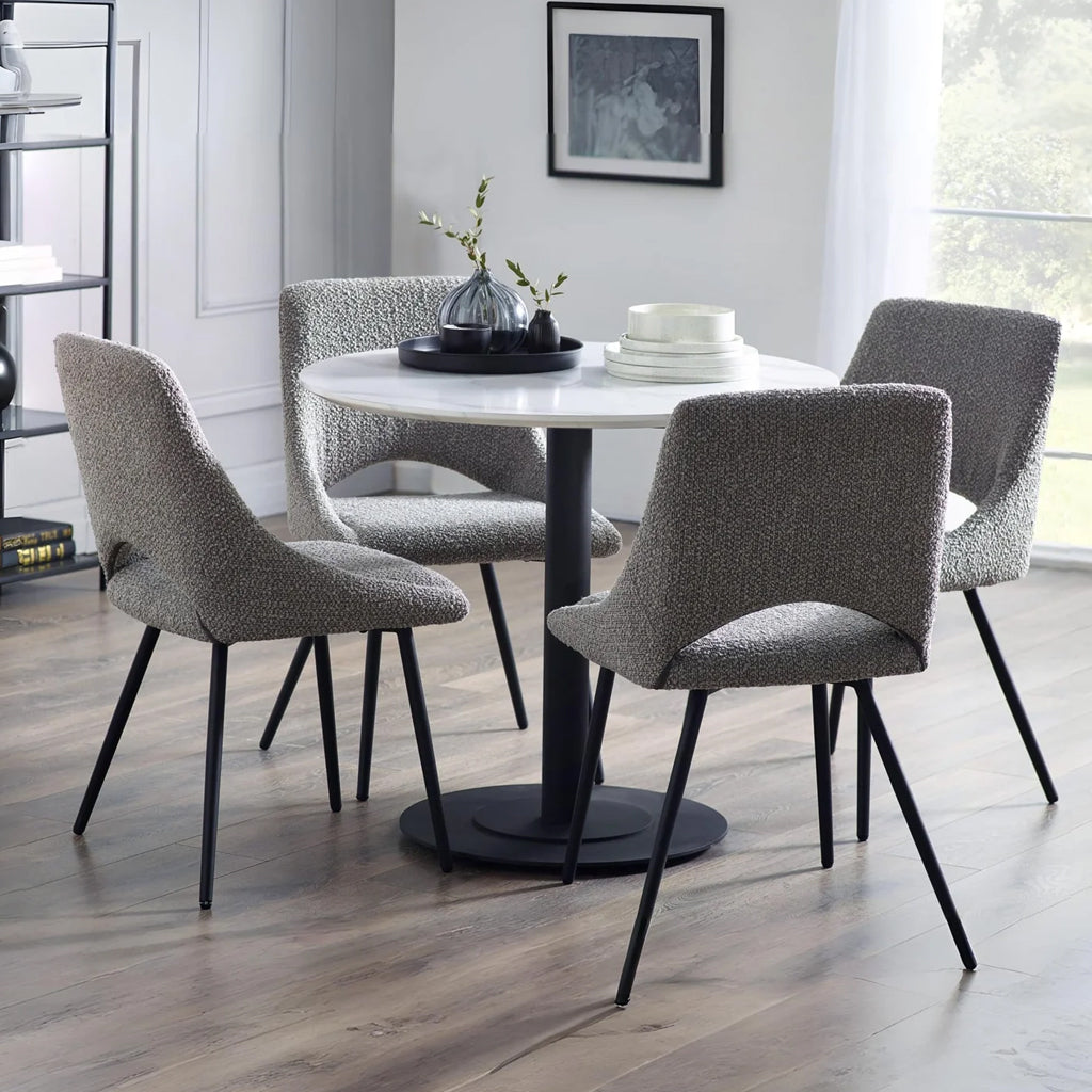 Boucle Fabric Dining Chairs in Set Of 2 - Iris