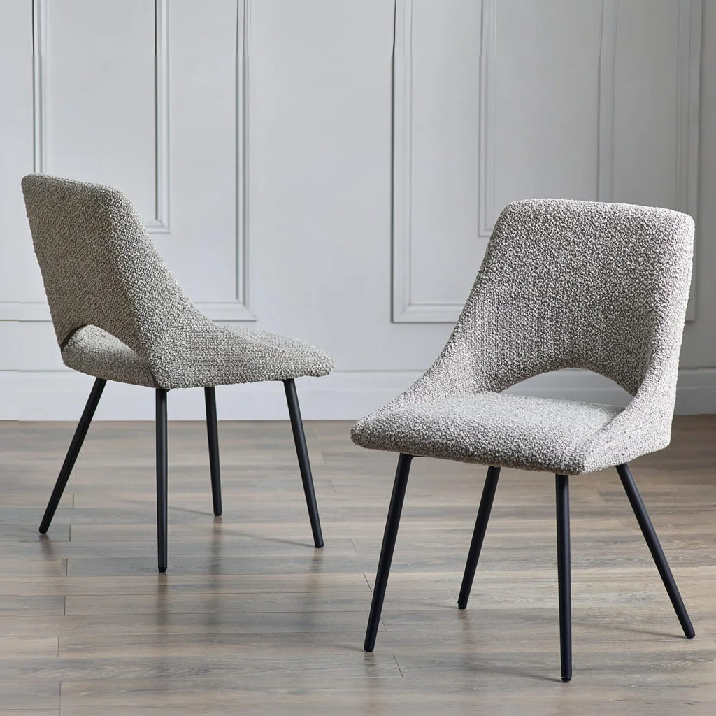 Boucle Fabric Dining Chairs in Set Of 2 - Iris