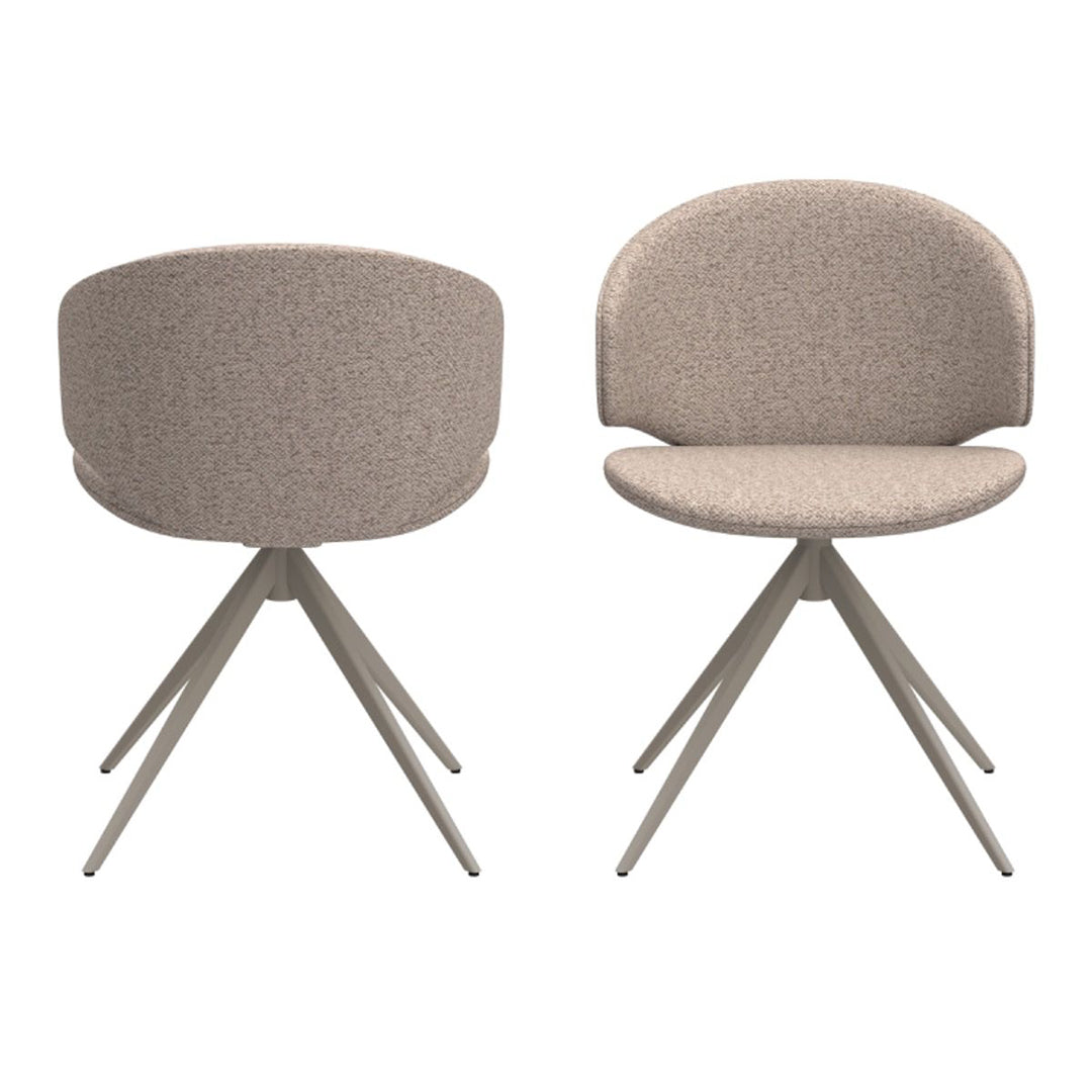 Boucle Fabric Dining Chairs in Set of 2 With Swivel Function - Ella