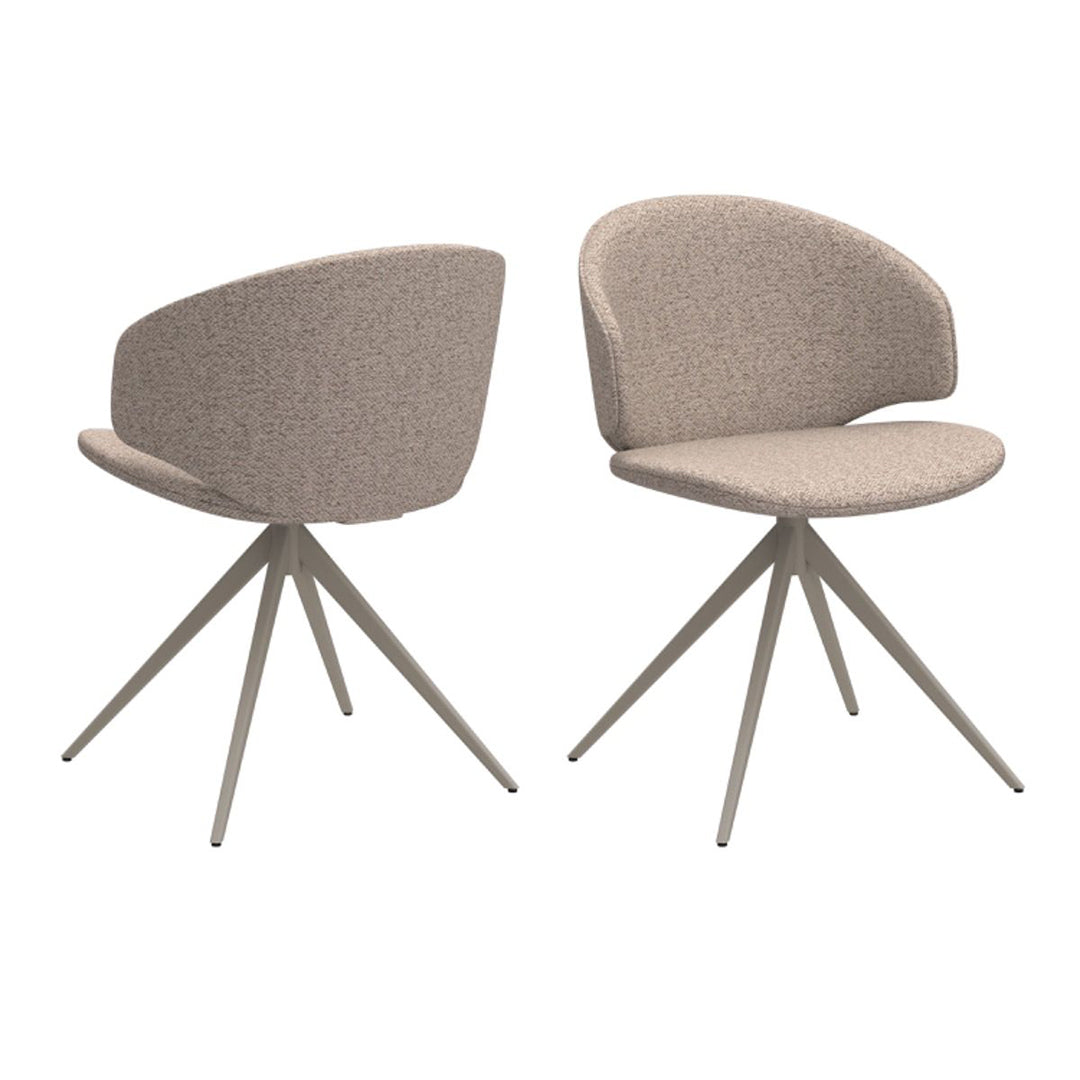 Boucle Fabric Dining Chairs in Set of 2 With Swivel Function - Ella