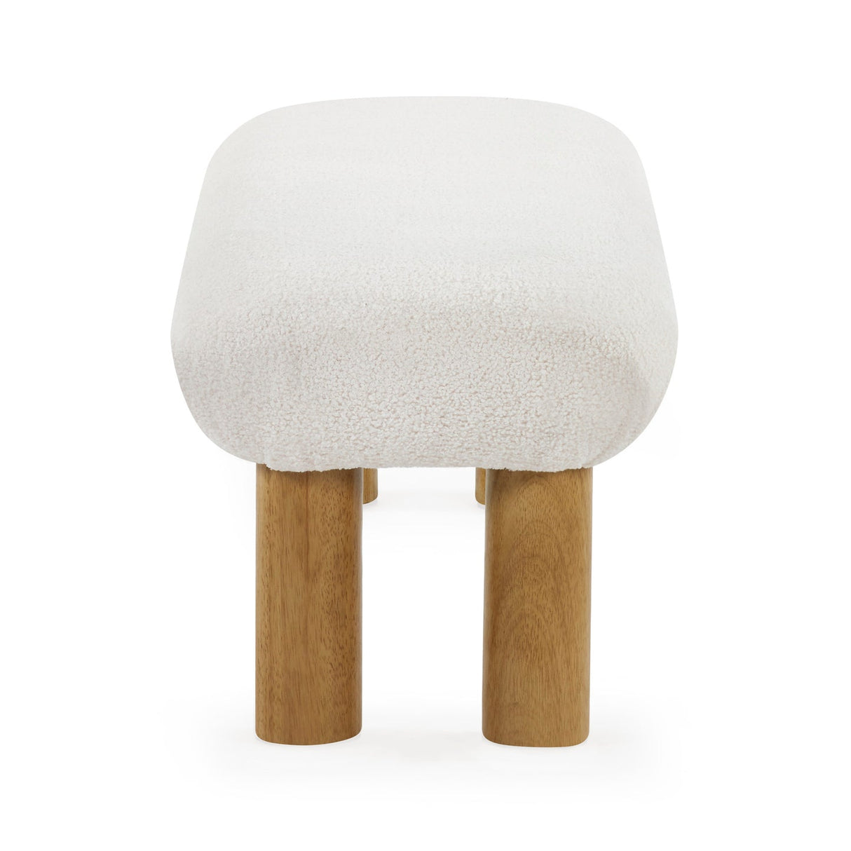 Boucle Fabric Hallway Seating Bench With Wooden Legs - Freya