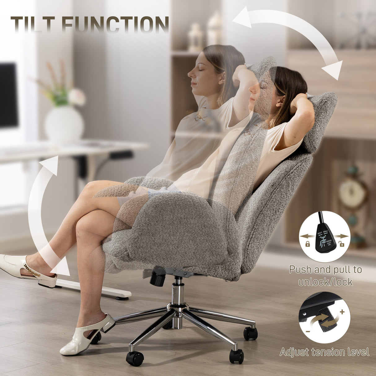 Boucle Fabric Home And Office Chair 65cm Wide - Velmora