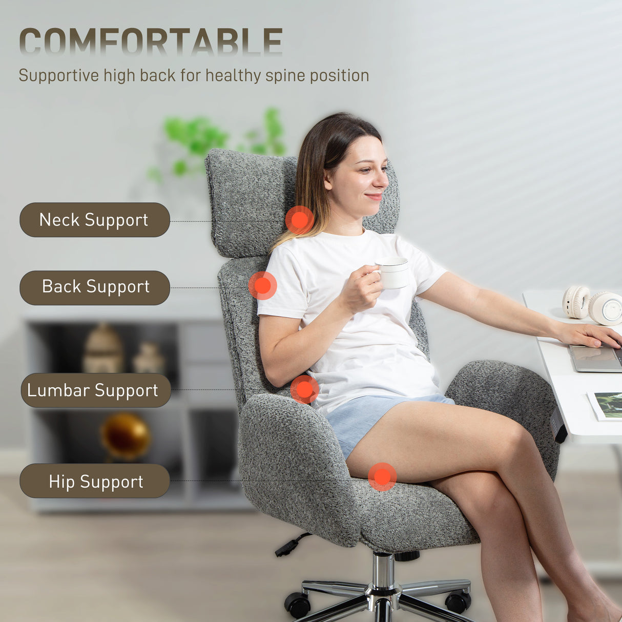 Boucle Fabric Home And Office Chair 65cm Wide - Velmora