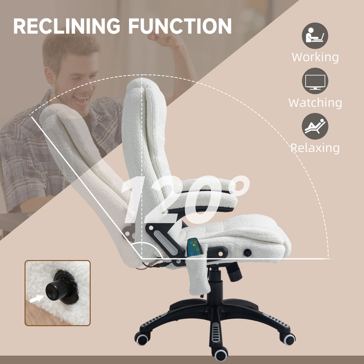 Boucle Fabric Home And Office Chair 67cm Wide With Armrest - Velmora