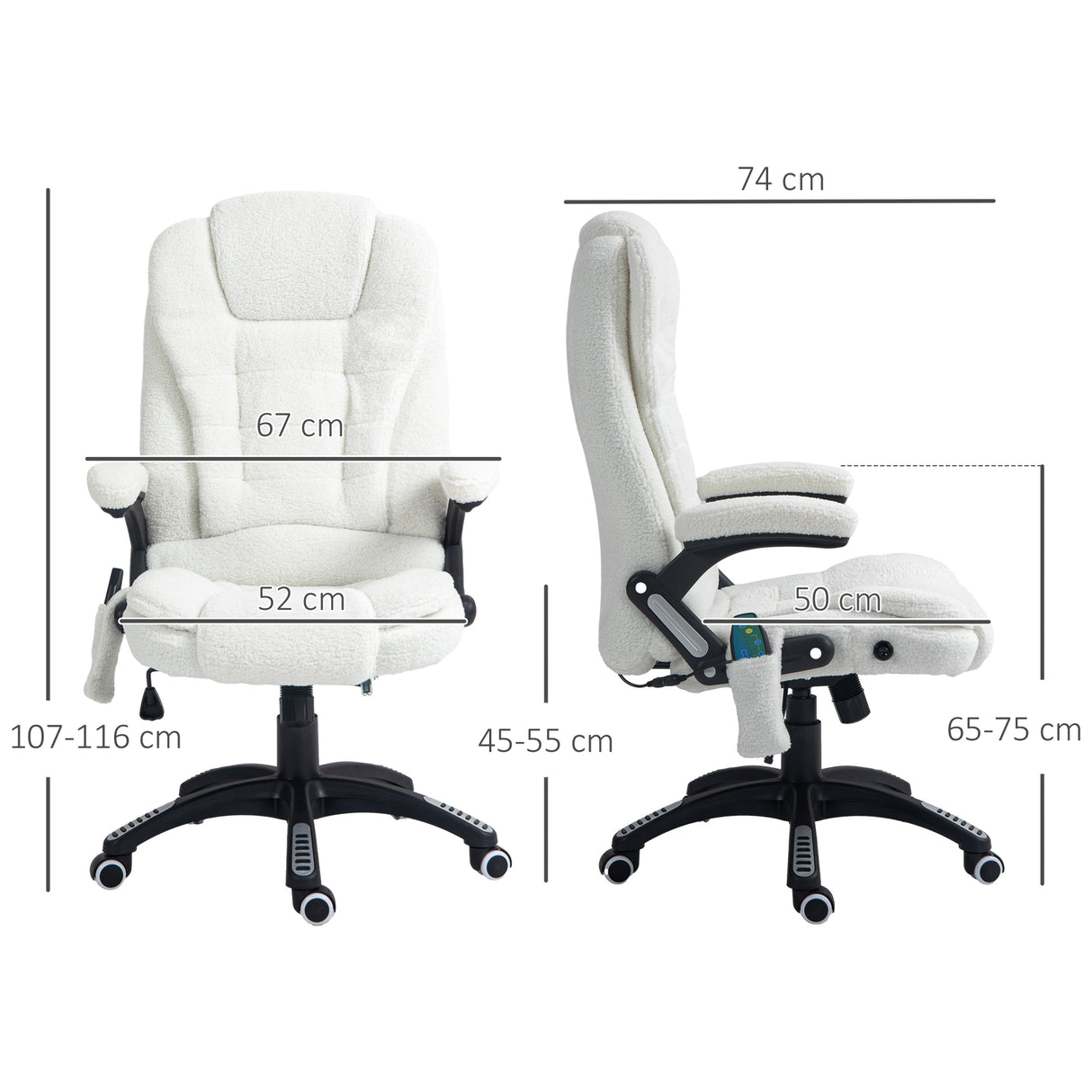 Boucle Fabric Home And Office Chair 67cm Wide With Armrest - Velmora
