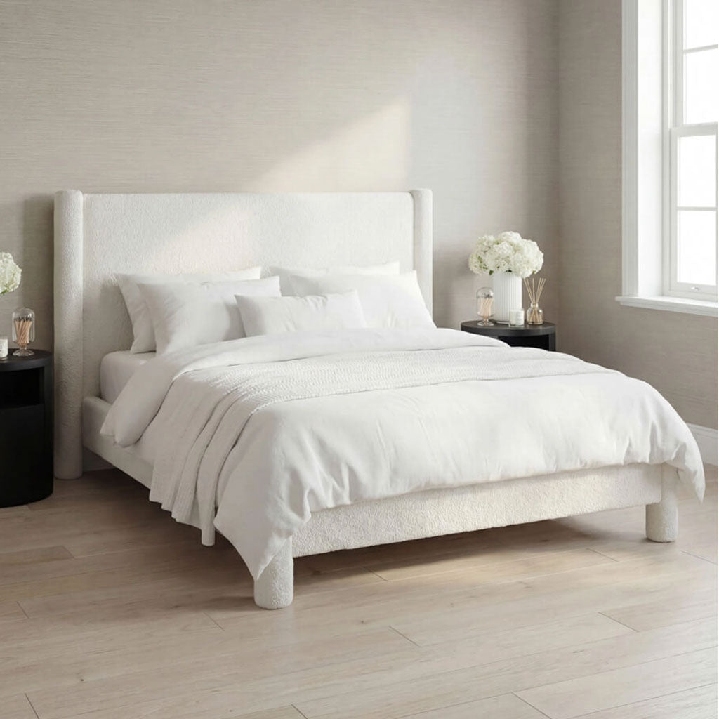 Boucle Fabric King Size Bed - Dena