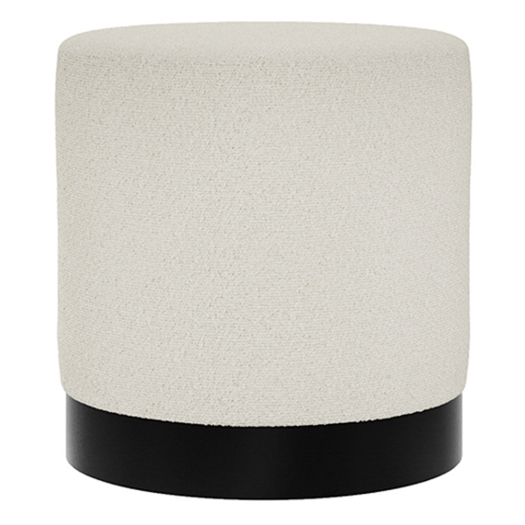 Boucle Fabric Pouffe 41.5cm Wide With Matt Black Base - Lara
