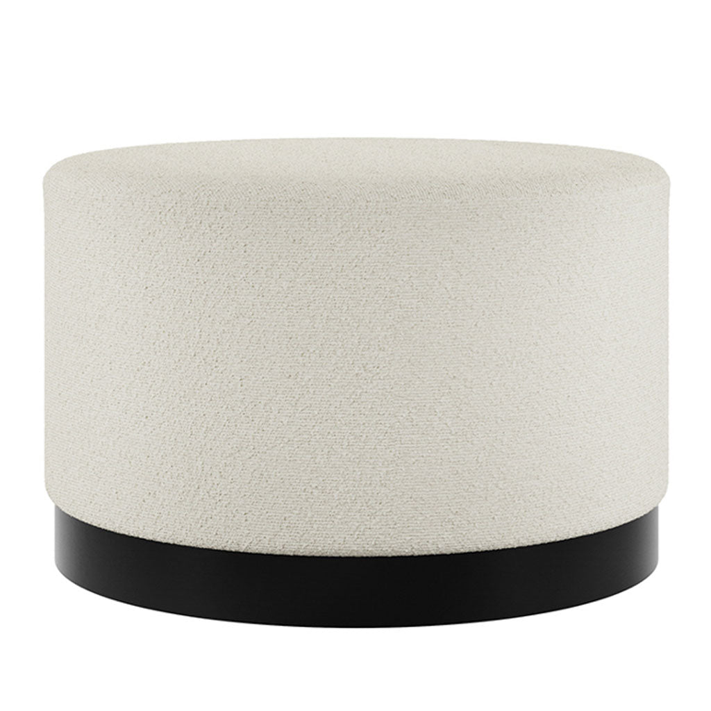 Boucle Fabric Pouffe 60.5cm Wide With Matt Black Base - Lara