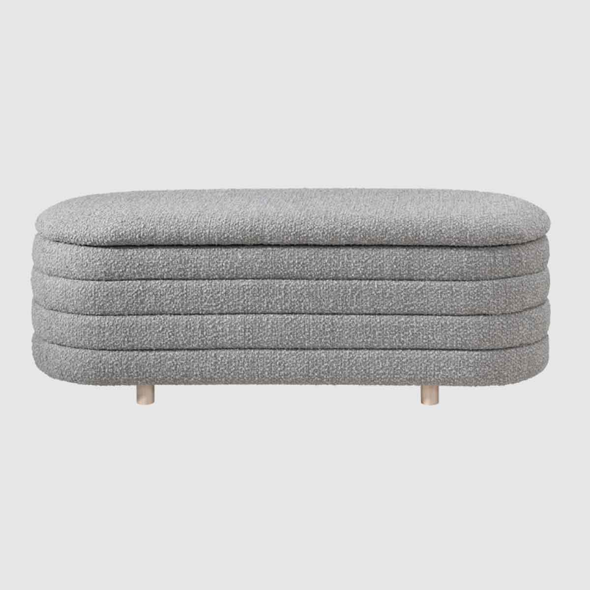 Boucle Fabric Storage Ottoman 124cm Wide - Ripple