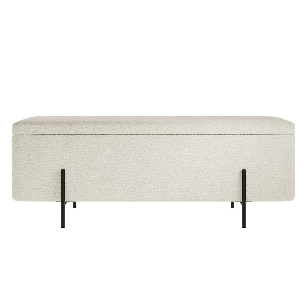 Boucle Fabric Storage Ottoman - Lola
