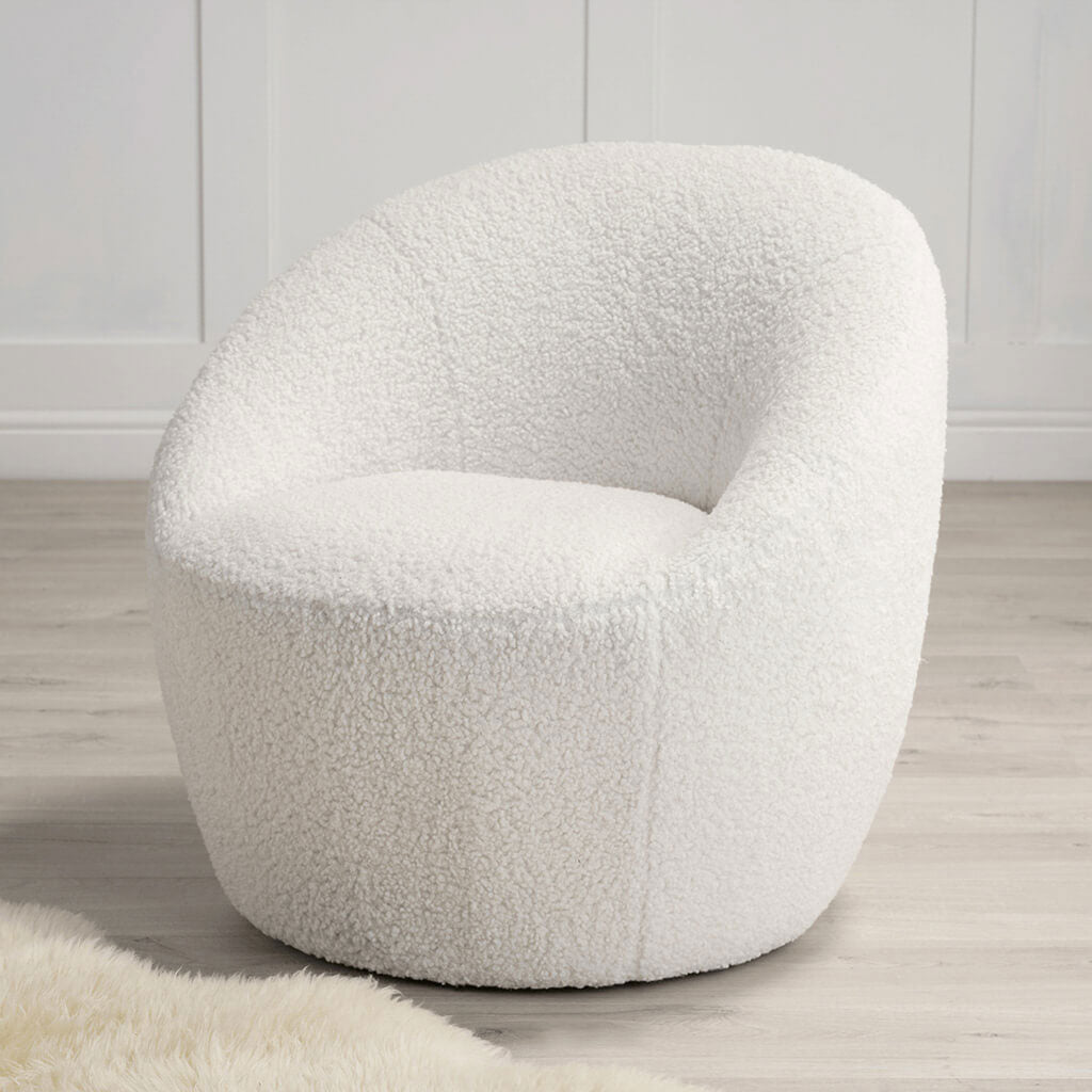 Boucle Fabric Tub Chair - Cocoon