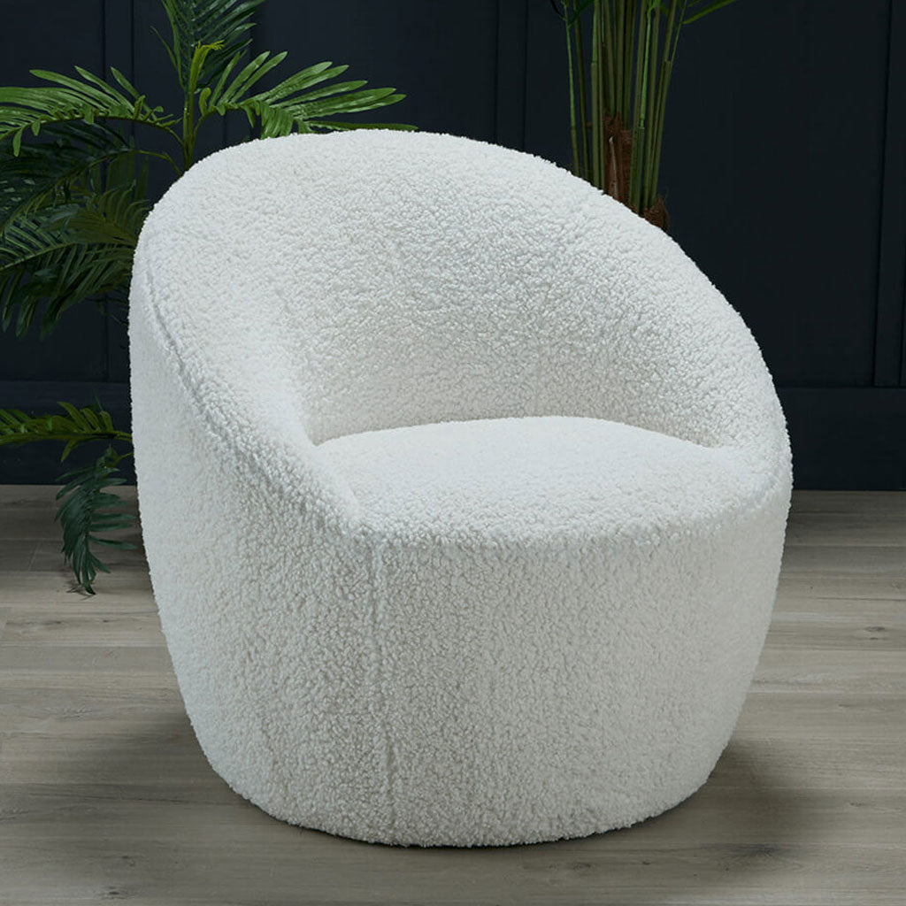 Boucle Fabric Tub Chair - Cocoon